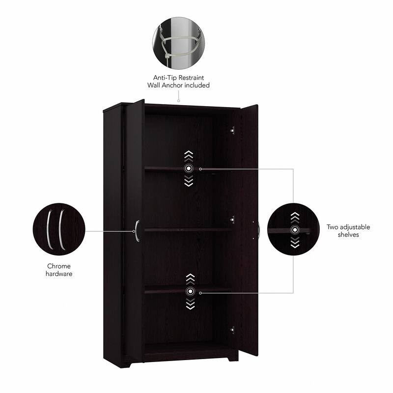 Cabot Tall Bathroom Storage Cabinet with Doors by Bush Furniture