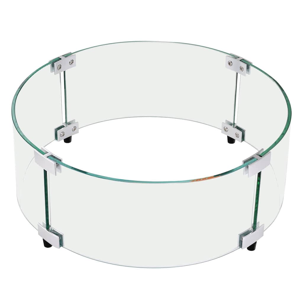 Clear Tempered Glass Wind Guard for Fire Pits with Alloy Frame