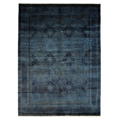 ECARPETGALLERY Hand-knotted Vibrance Dark Blue Wool Rug - 9'2 x 12'0