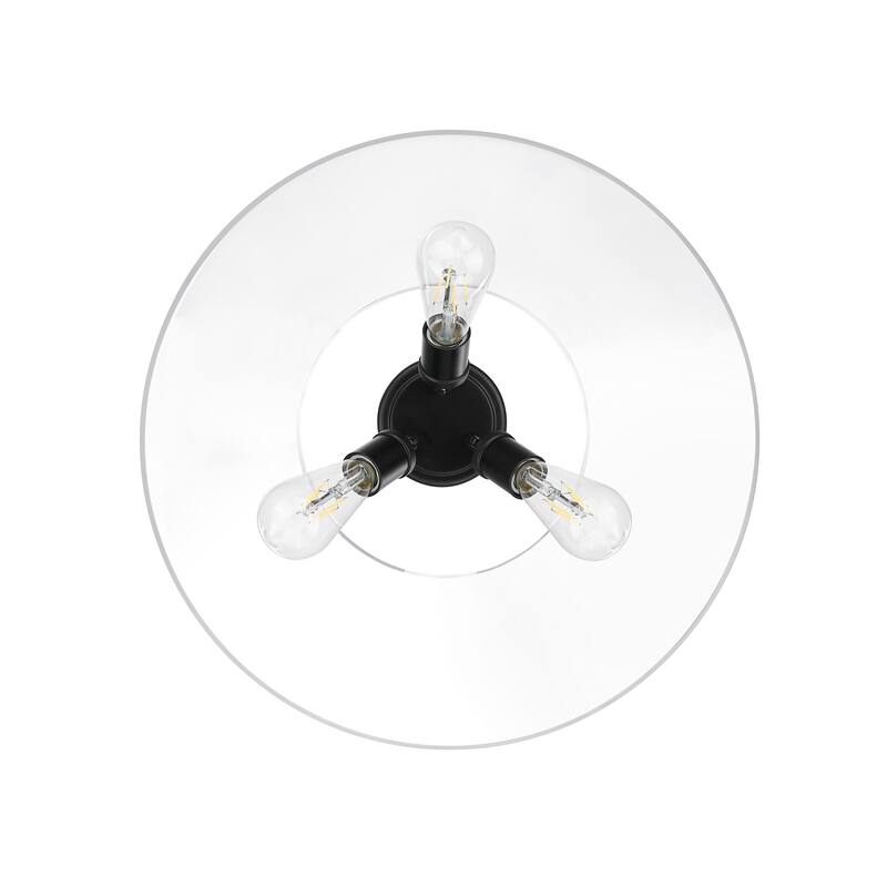 Yep by Golden Lighting Orwell 3-light Flush Mount in Matte Black and Clear Glass
