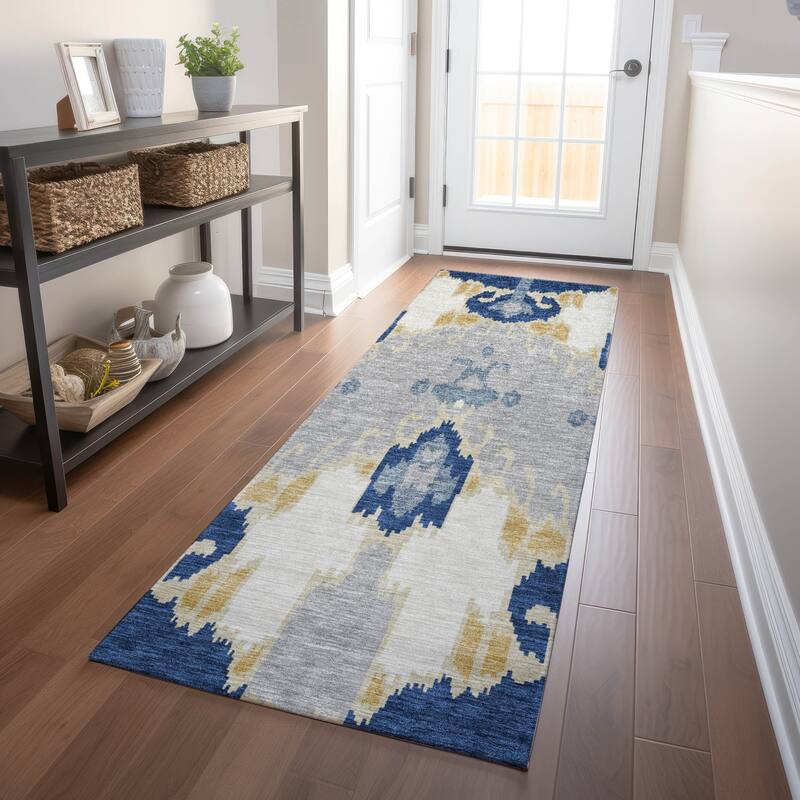Premium Washable Super Soft Boho Ikat Mayfield Rug - Navy - 2' 3" x 7' 6" - Runner