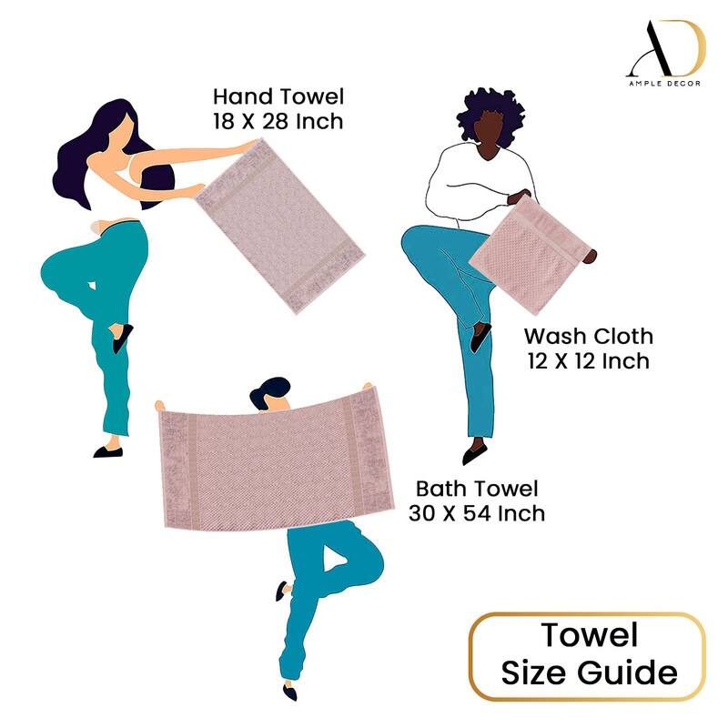 Towel Set of 18 Cotton Popcorn Textured by Ample Decor - 4 Bath/10 Washcloths/4 Hand
