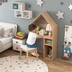 preview thumbnail 12 of 11, Costway Kids House-Shaped Table & Chair Set Wooden Toy Organizer - See Details