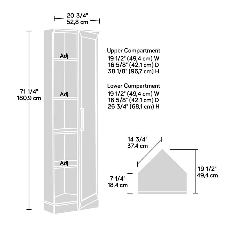 Engineered Wood Contemporary Corner Storage Cabinet with 5 Shelves, Brown - 20.79" W × 19.45" D × 71.42" H