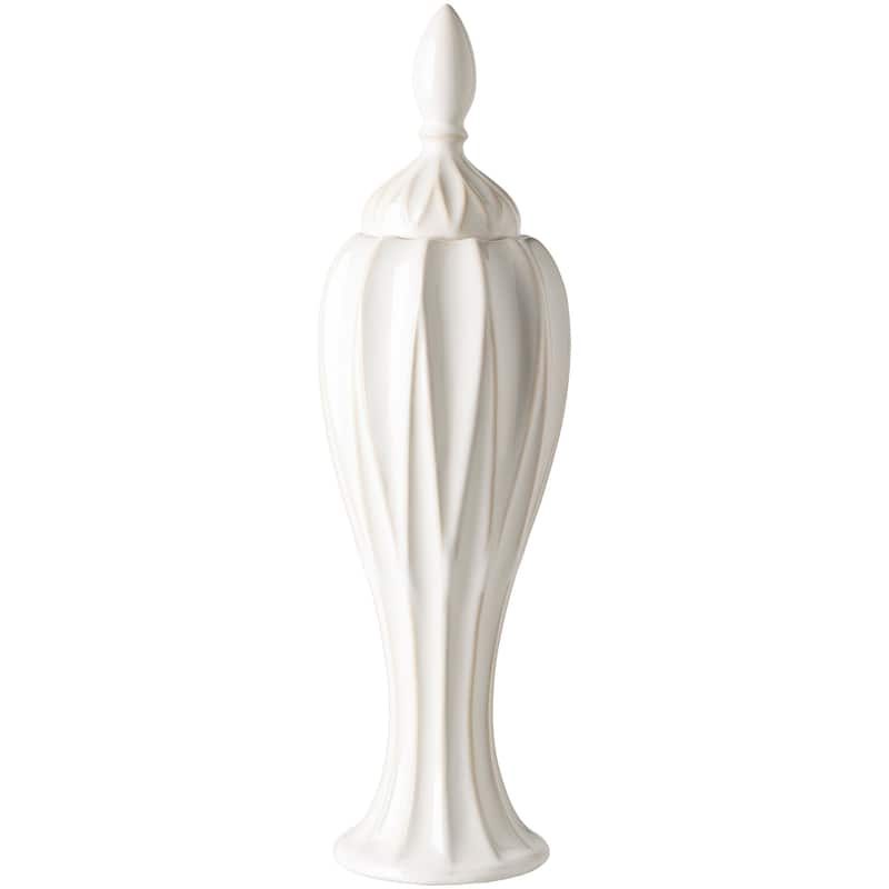 Livabliss Adrastos White Modern Ceramic Decorative Jar (Set of 3)