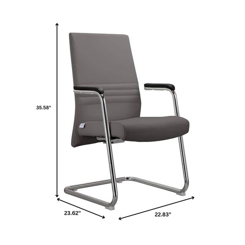 Aleen Leather Office Chair with Fixed Armrests, Upholstered, High Back, Iron Frame, and Easy Assembly for Home or Work Office