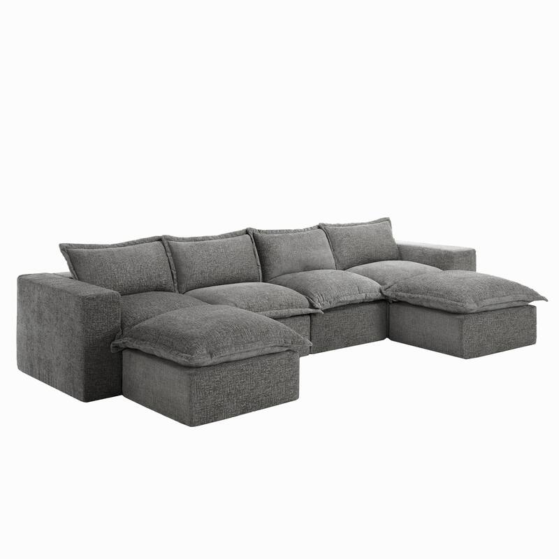 147.9'' W U-Shaped Modular Sectional Sofa Comfy Cloud Couch Chenille Sofa