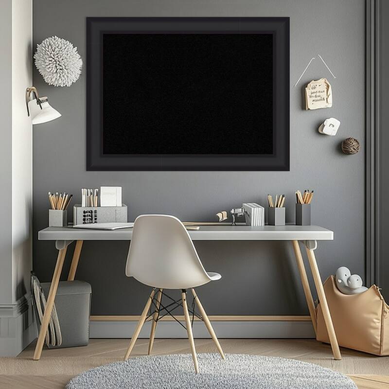 Oliver Black Wood Framed Cork Board - Bulletin Board, Organization Board, Pin Board