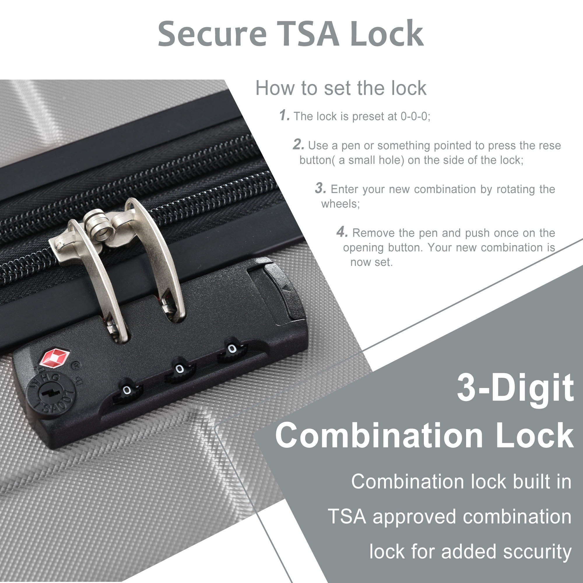 Luggage with built in combination lock online