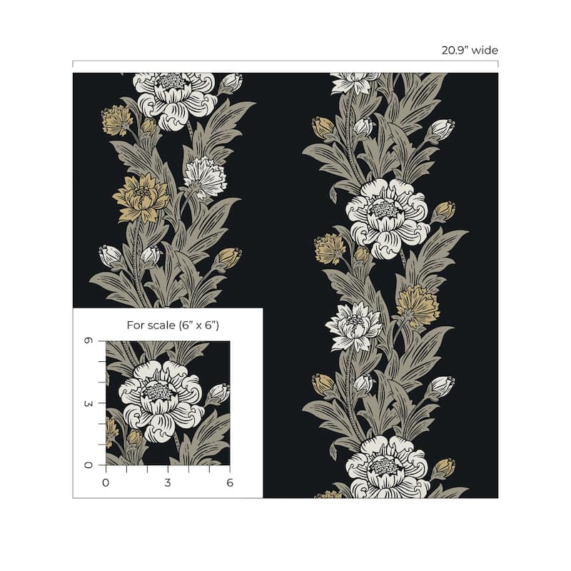 Seabrook Designs Blooming Stripe Nonwoven Unpasted Wallpaper
