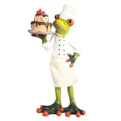 Q-Max 7.5"H Frog the Chef with Cake Statue Fantasy Decoration Figurine