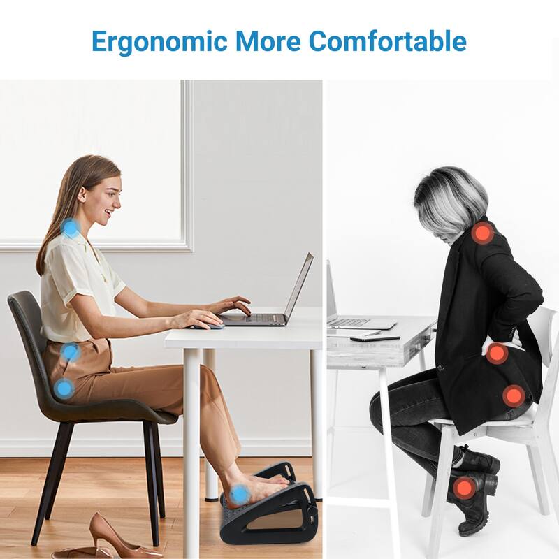 Under Desk Footrest, Tilt Gaming Desk Foot Stool Black