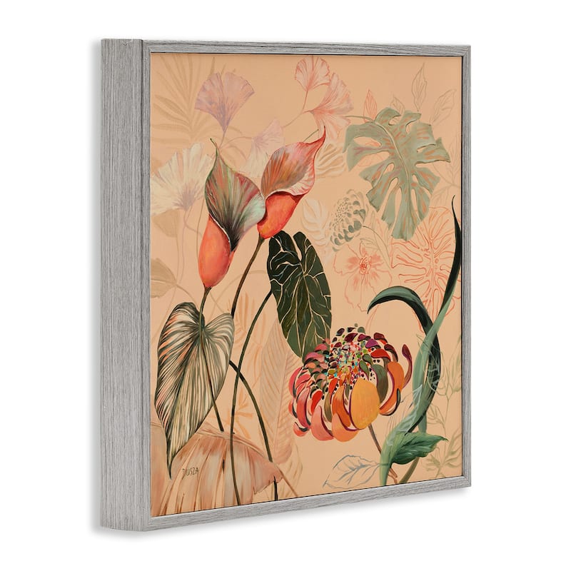 Stupell Layered Tropical Foliage Framed Giclee Art Design By Dusza