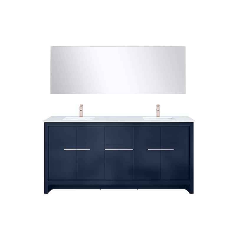 Lafarre Bath Vanity with Quartz Top, Sink, Mirror and Rose Gold Faucet