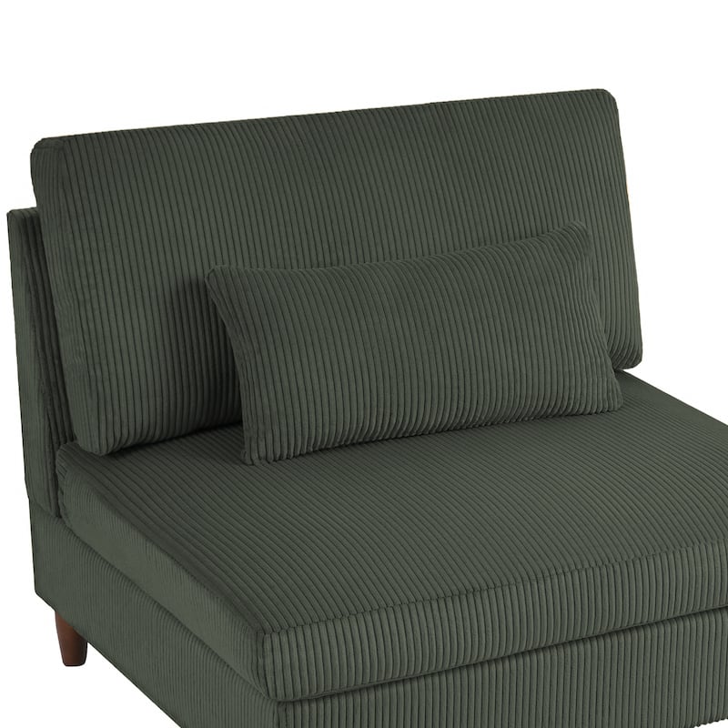 Corduroy Accent Chair with Ottoman Modular Couch Sectional Sofa