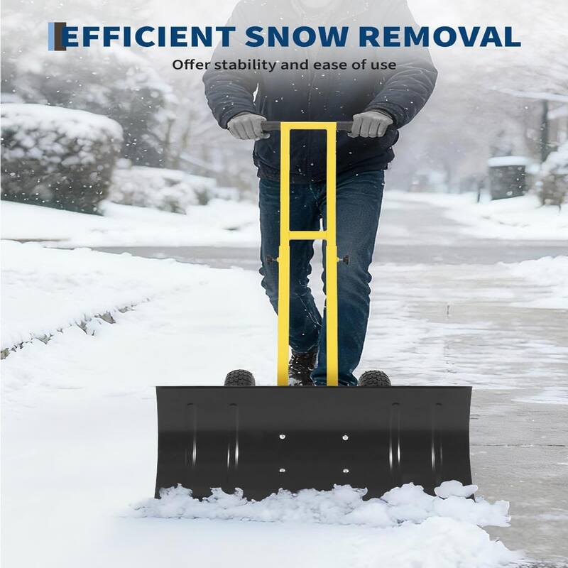 29x14 In Heavy Duty Rolling Snow Shovel With Wheels Double Armrests - 29x14 In