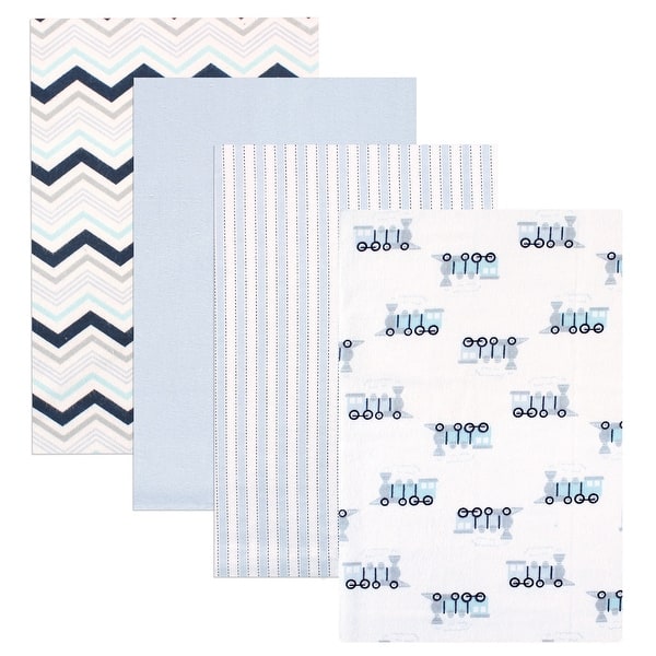 slide 1 of 1, Luvable Friends Baby Boy Cotton Flannel Receiving Blankets, Train 4-Pack, One Size - Train 4-Pack - One Size Train 4-Pack - One Size