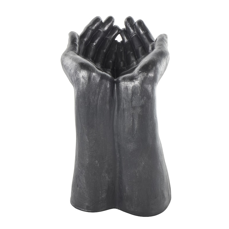 Polystone Hands Open Decorative Sculpture - Black - Roche River Decor