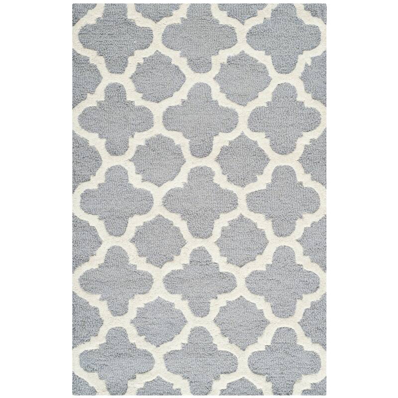 SAFAVIEH Handmade Cambridge Touria Modern Moroccan Wool Rug - 2' x 3' - Silver/Ivory