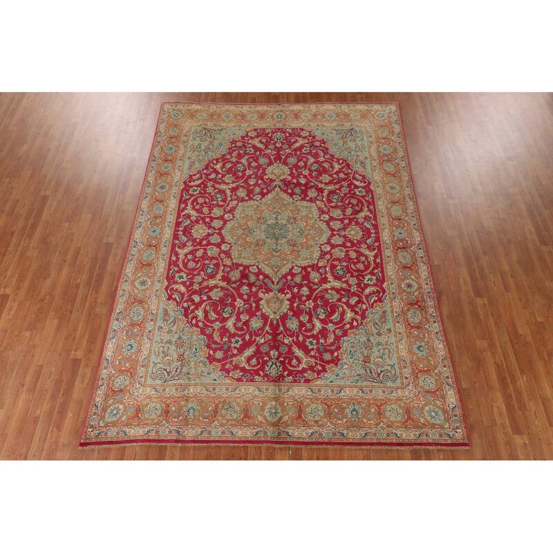 Tabriz Persian Vintage Rug Hand-Knotted Wool Carpet - 7'11"x 11'1"