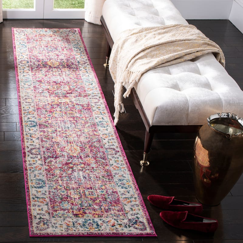 SAFAVIEH Merlot Darlene Boho Oriental Rug - 2' x 8' Runner - Red/Multi