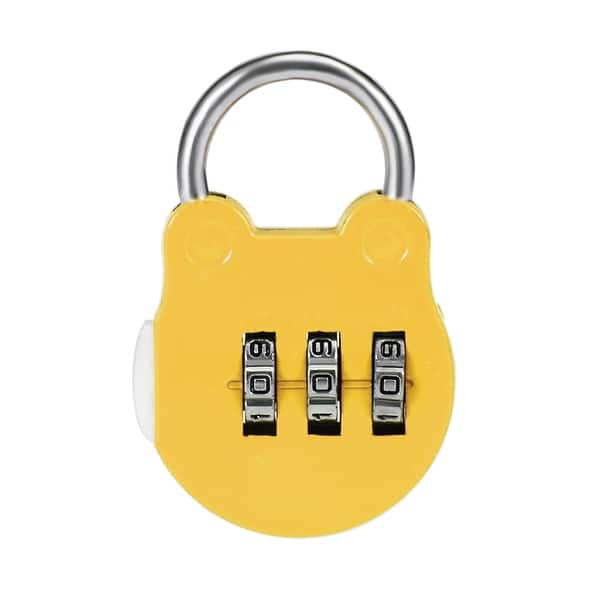 slide 2 of 4, 3 Digit Combination Padlock, 3mm Steel Shackle Dia Zinc Alloy Locks Yellow - 1 Pack