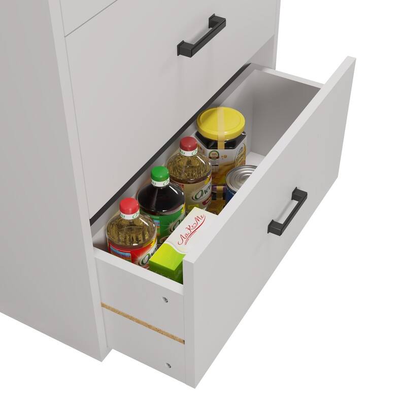 White Display Cabinet with 3-layer 3-drawer 2 USB 2 Outlet 70.86in.H - N/A