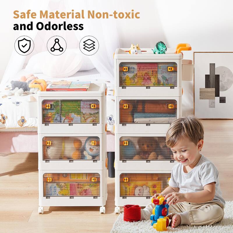 VECELO Collapsible Storage Bins with Lids, 3/4-Tier Stackable Storage Bins Closet Organizers and Containers for Home & Office