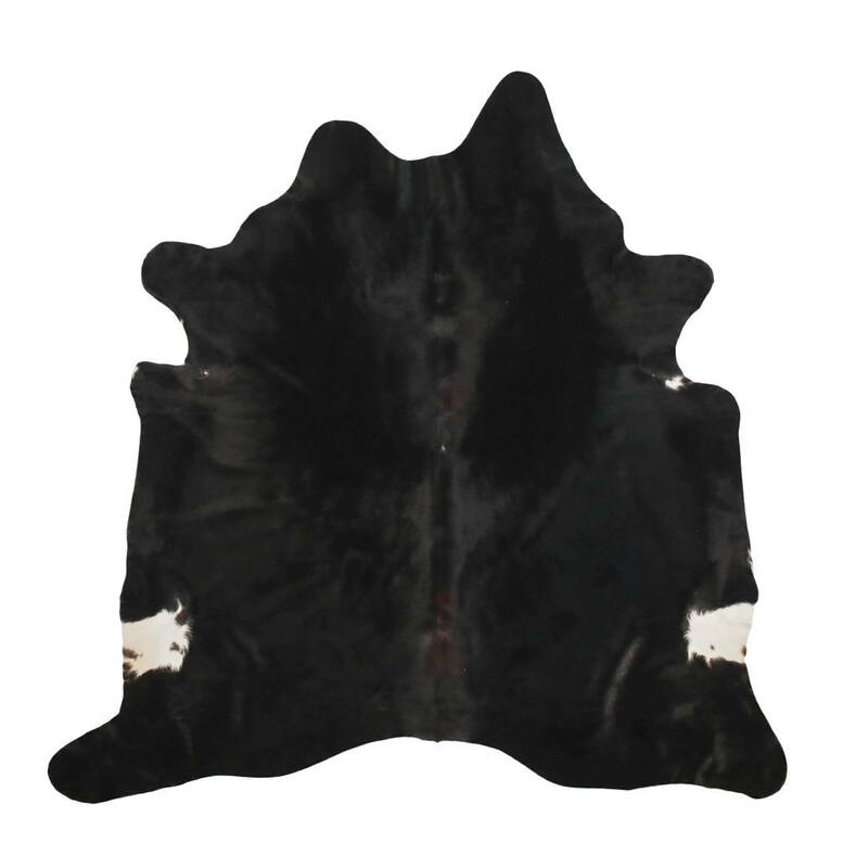 6' x 7' Feet Black Cowhide Handmade Soft Large Cow Hide Cow Skin Leather Animal Area Rug - 6' x 7' Feet