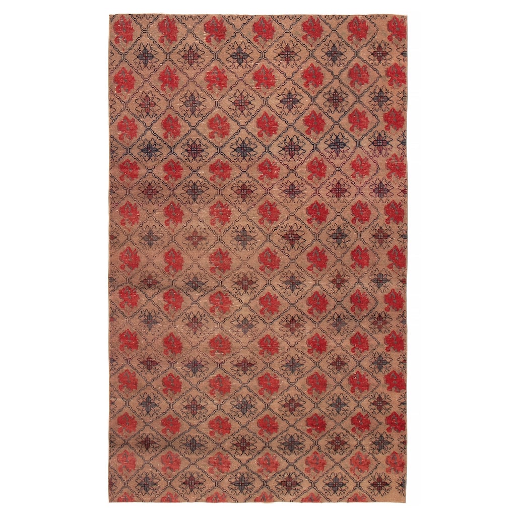 ECARPETGALLERY Hand-knotted Melis Vintage Tan Wool Rug - 4'4 x 7'7