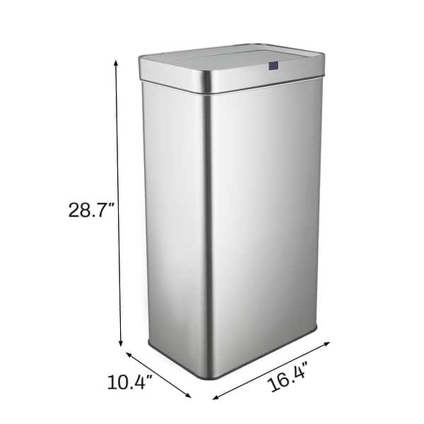 dimension image slide 1 of 2, Innovaze 18 Gallon Stainless Steel Motion Sensor Trash Can for Kitchen