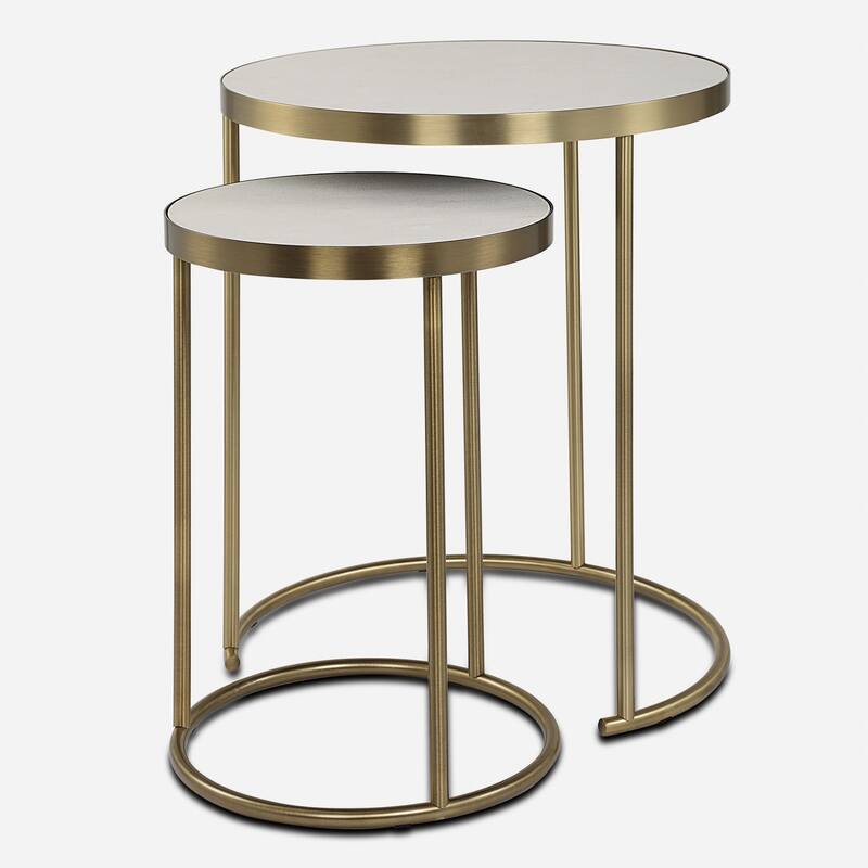Open Frame Functional Nesting Tables - 24" - Brass Plated Finish - Set of 2