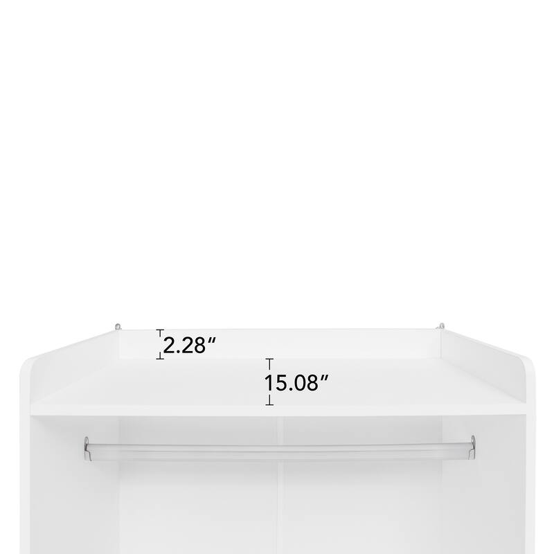 GDFStudio - NordRattan Modern White High Wardrobe Armoire with Rattan Drawers and Hanging Rod