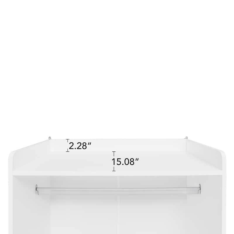 High Wardrobe Armoire with Rattan 3-Drawer Storage Cabinet Closet Organizer for Bedroom Living Room Entryway