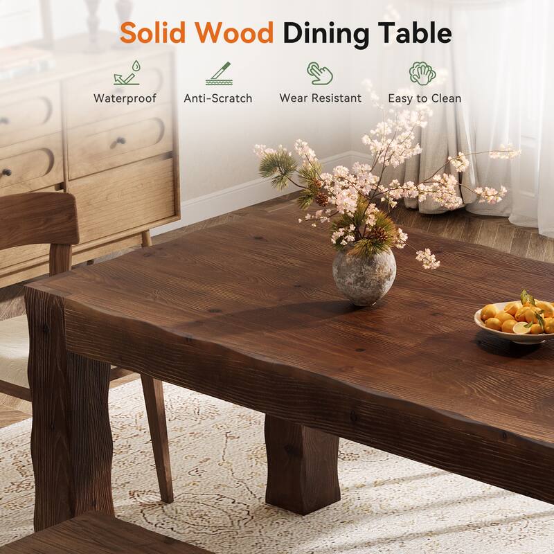 63-Inch Solid Wood Dining Table for 4-6 - 31.5" D x 63" W x 29.92" H