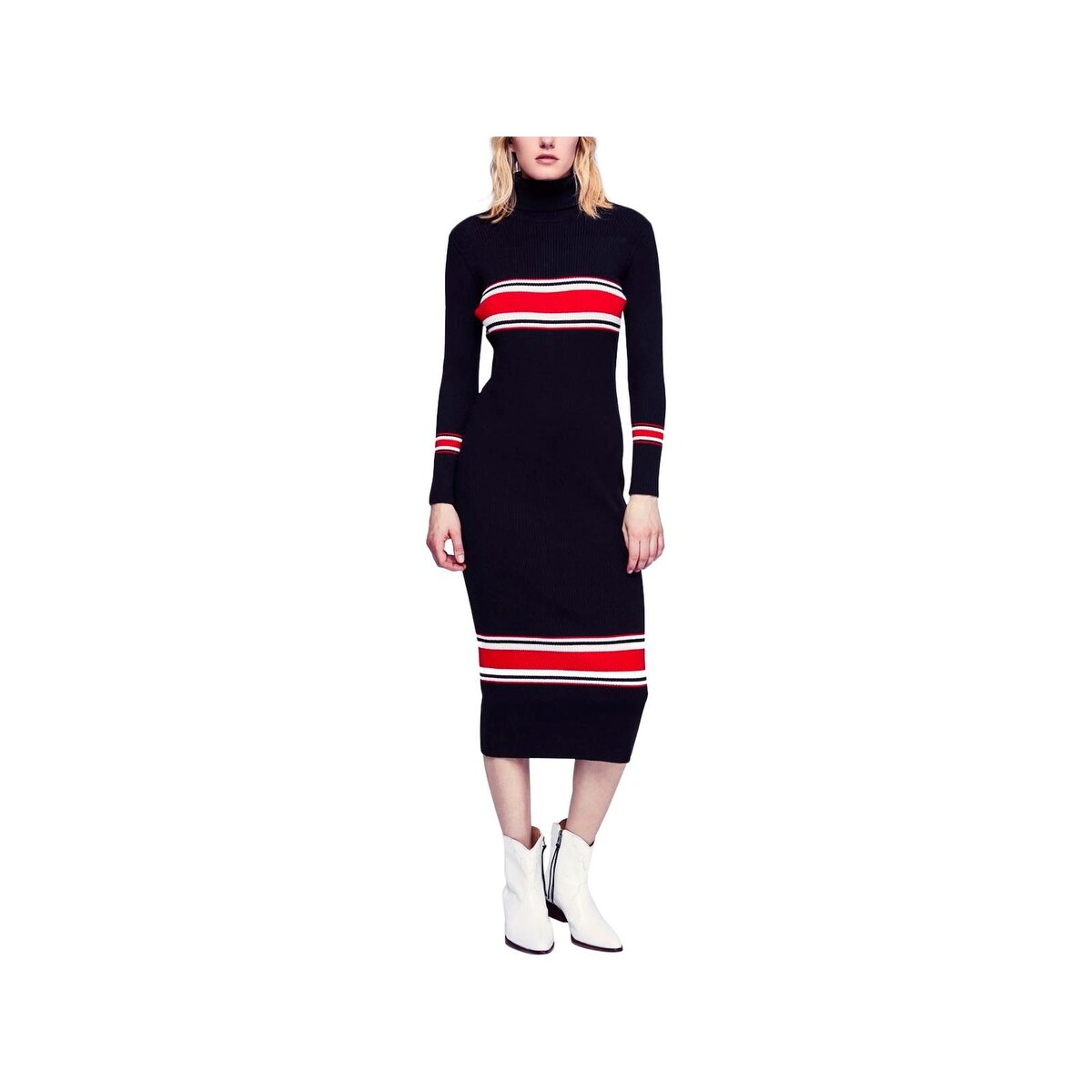 turtleneck midi sweater dress