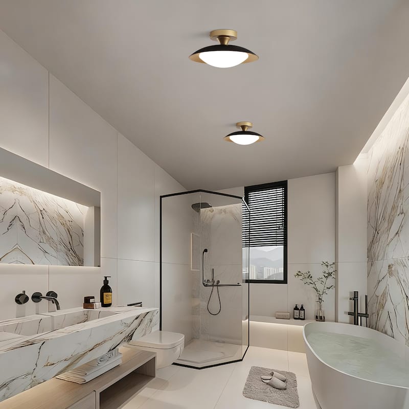 11.8-in W LED Compatible Mid-Century Modern Semi Flush Mount Ceiling Light