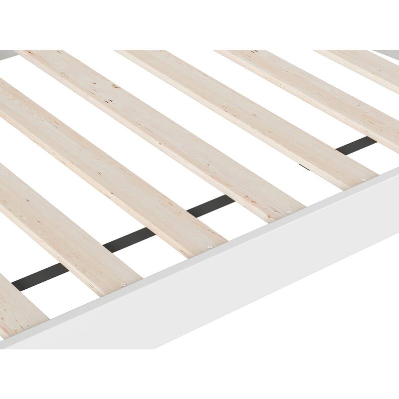 Twin Daybed - White Wood Frame, Curved Back & Beadboard Design - Guest Bed & Relaxation