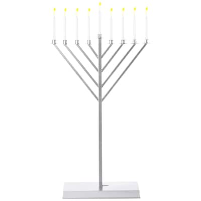 Metal Silver Coated Hanukkah Menorah For Synagogue