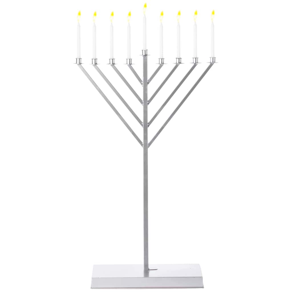 Metal Silver Coated Hanukkah Menorah For Synagogue
