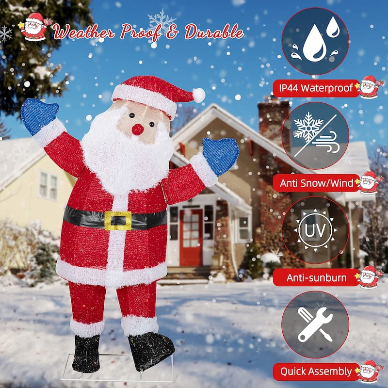 Futzca Christmas Light Holiday Reindeer & Sleigh, Santa