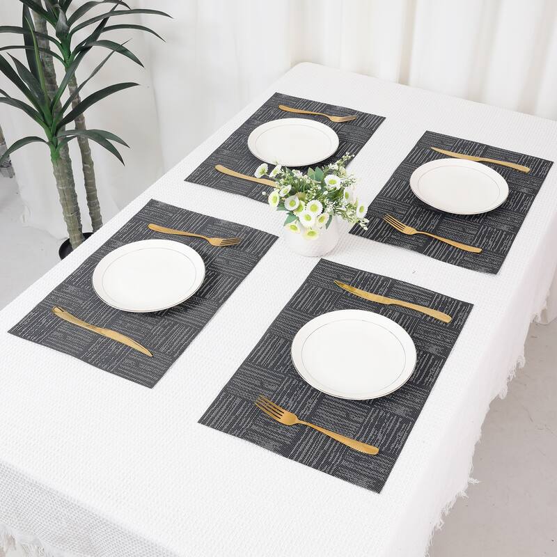 Set of 6 Placemats, Vinyl Placemats for Kitchen Dining Table Decor Washable Heat Resistant Table Placemats Wipeable Table Mat