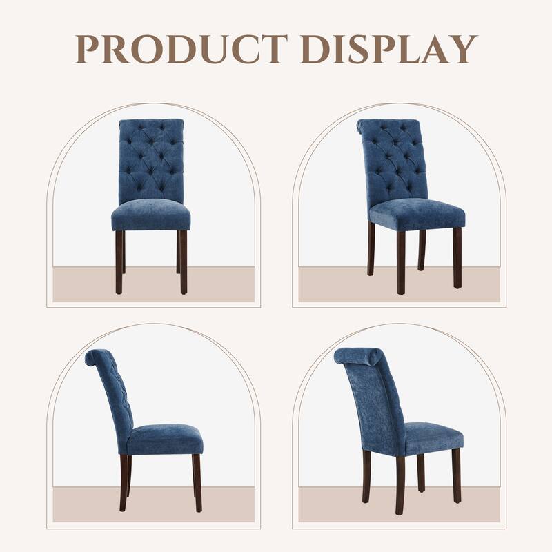 Tufted Parsons Dining Chairs - Velvet-Like Upholstery & Padded Seats for Kitchen & Dining Room