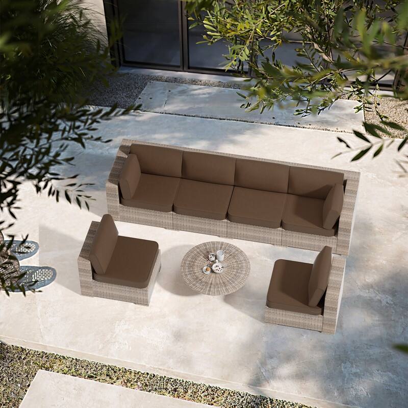 14-Piece Patio Furniture Sofa Cushions, 6-Seater Outdoor Cushion Set (Only Include Cusions，Not Sofa） - 25.6*25.6*4in