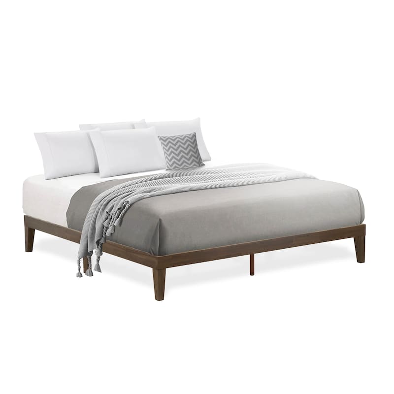 East West Furniture King Size Platform Bed Frame with 4 Solid Wood Legs and 2 Extra Center Legs - (Finish Option)