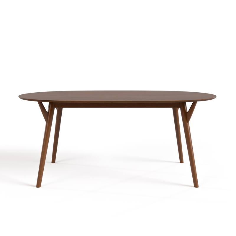 Furniture of America Beau II Mid-century Walnut 71-inch Wood Oval Dining Table