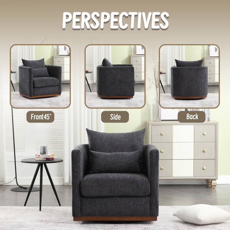 GDFStudio - Harper Chenille Swivel Barrel Chair with Sturdy Metal Base and Ergonomic Design