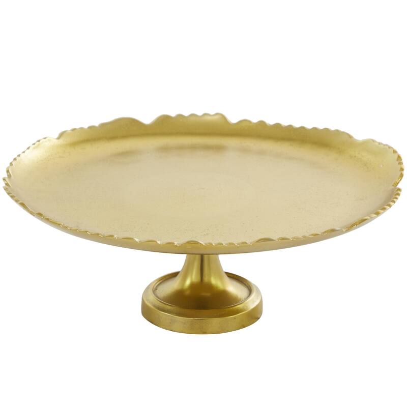 Aluminum Metal Cake Stand with Pedestal Base - Silver or Gold - CosmoLiving by Cosmopolitan - Gold - 16"W, 6"H
