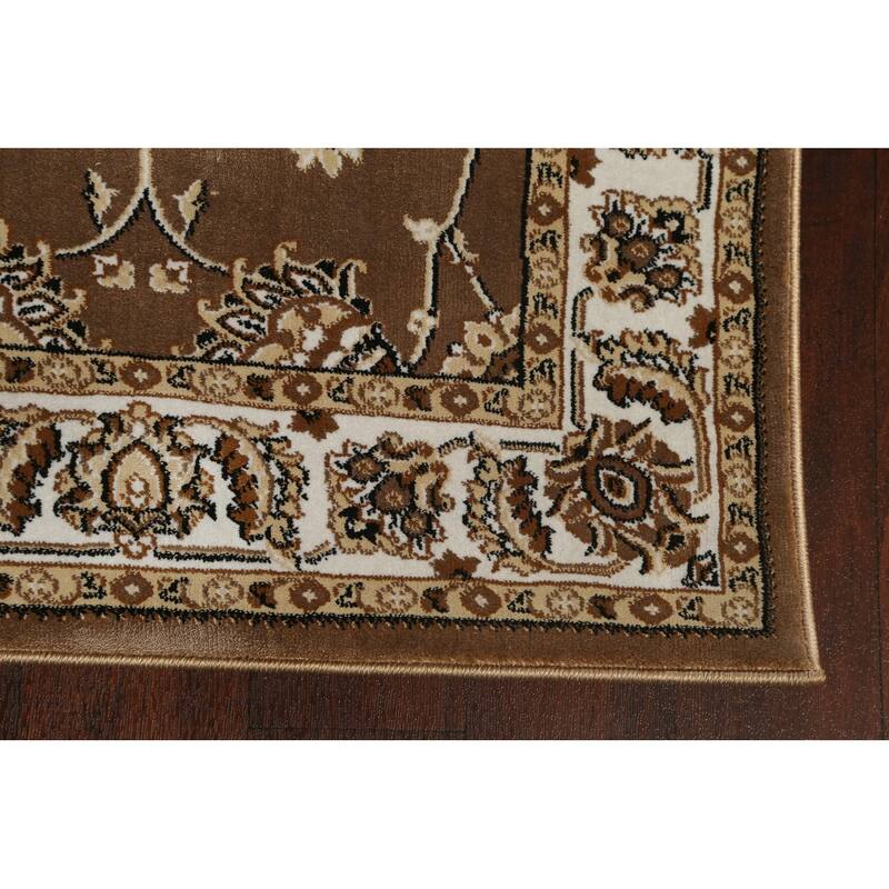 Brown Floral Traditional Tabriz Turkish Area Rug Oriental Carpet