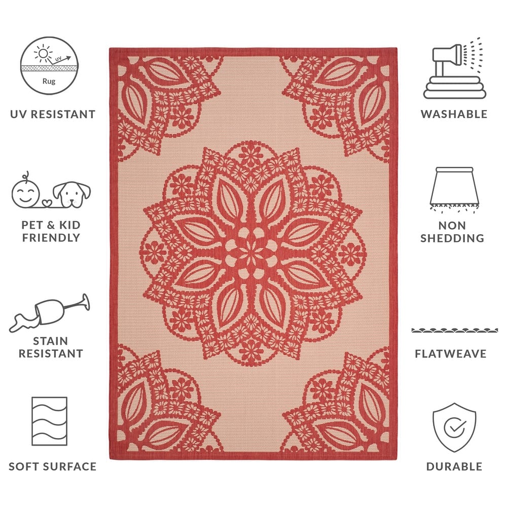 SAFAVIEH Courtyard Bosiljka Waterproof Backyard Patio Rug